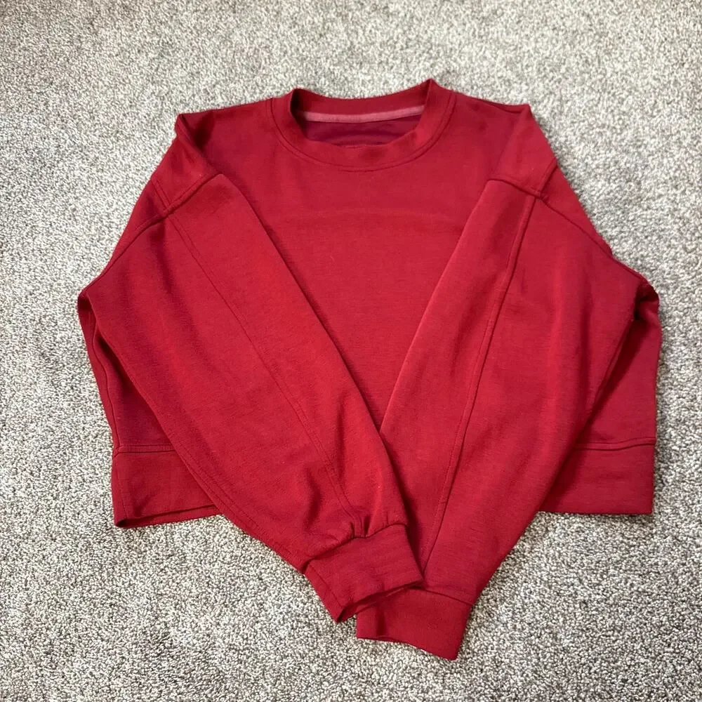 Lululemon Softstreme Perfectly Oversized Cropped Crewneck Pullover Size 6 Red